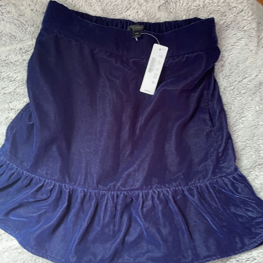 NWT J Crew navy velvet skirt in XXS